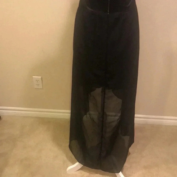 Malloy Faux Leather High Low Sheer Layered Dress-Size M - Picture 9 of 13